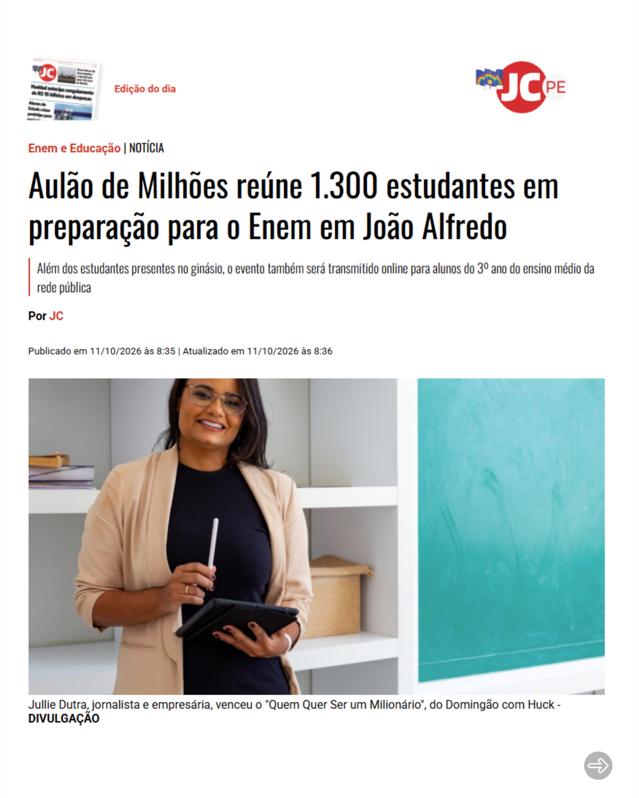 O Aulão de Milhões na mídia